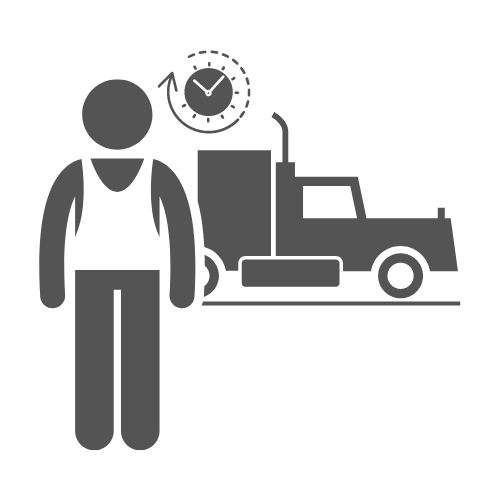 Representation of a man with a truck and a time schedule