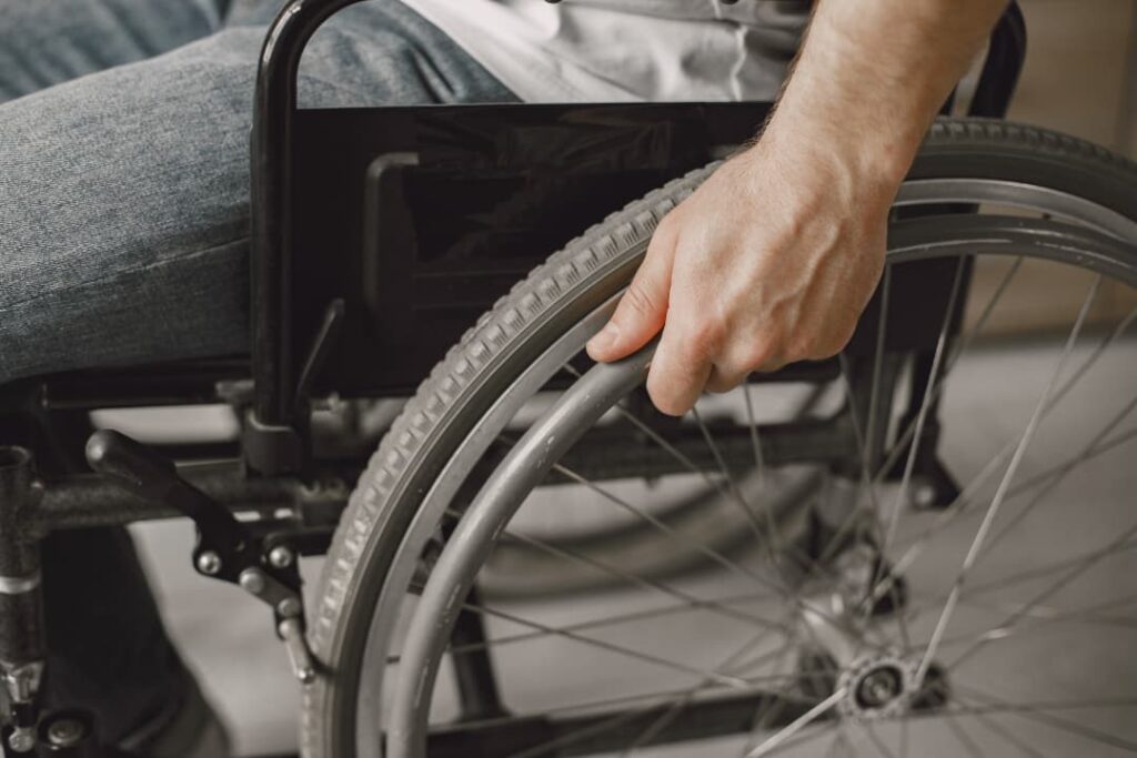 A person on a wheelchair