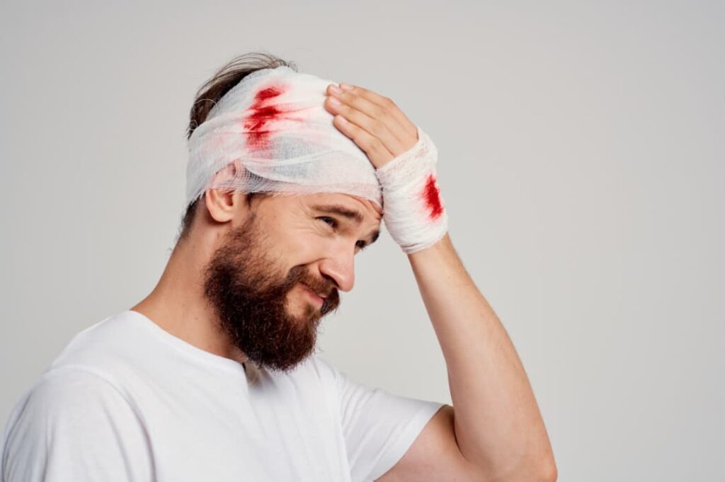 A man with a head injury