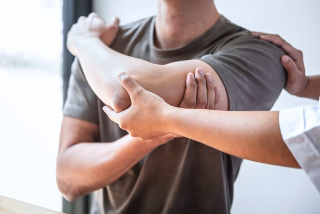 A person undergoing physical therapy