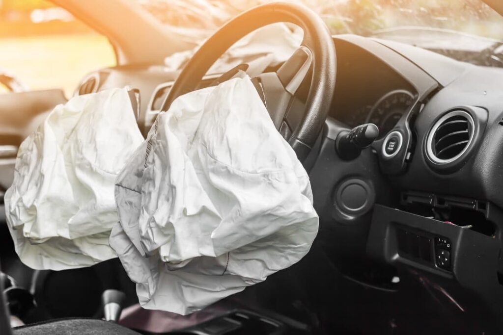 A twin airbag exploded at a car accident