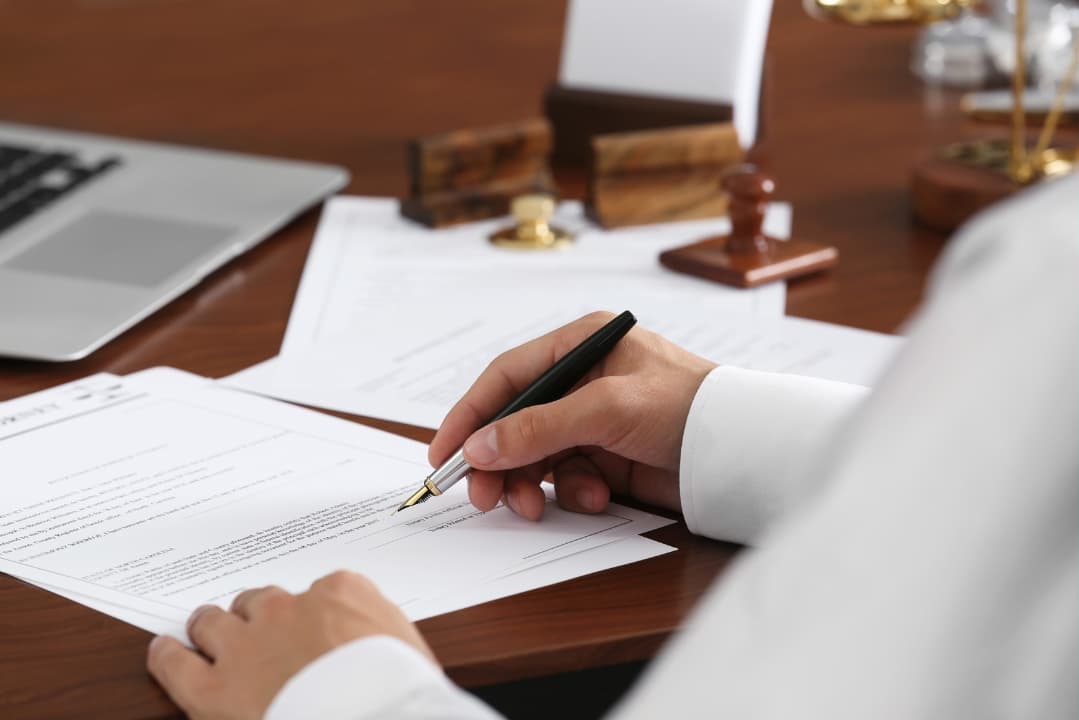 A lawyer filing paperwork for a truck accident case