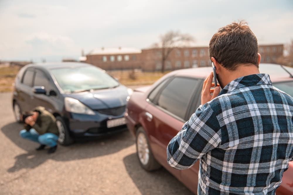 The driver calls police after a car accident