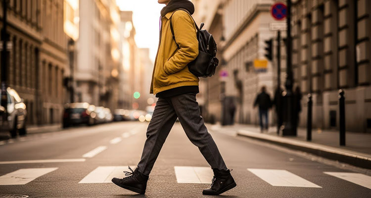 Person walking across a city street, related to Gary pedestrian accident injury claims
